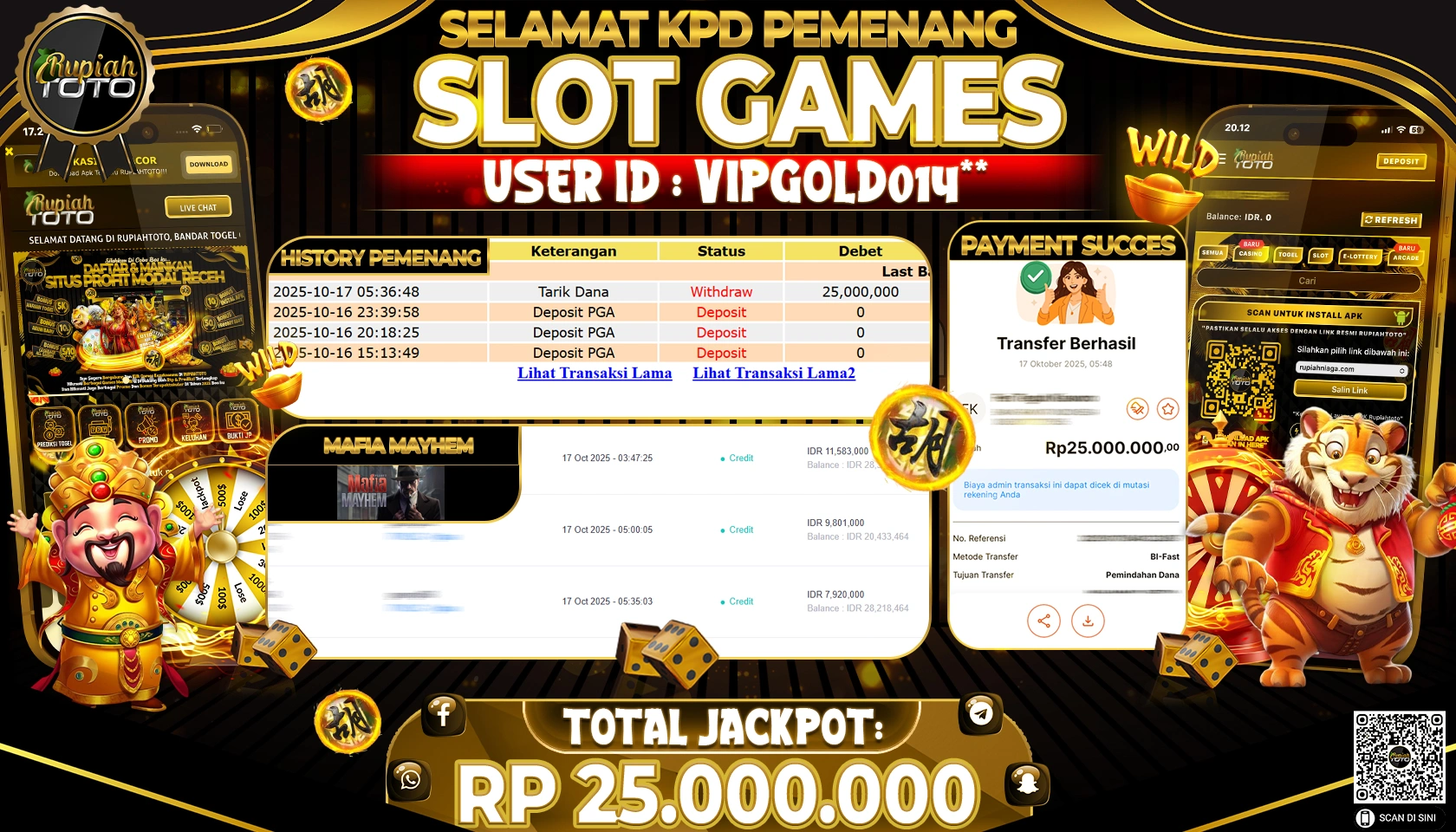 RUPIAHTOTO JACKPOT SLOT MAFIA MAYHEM Rp. 25,000,000 JUTA RUPIAH LUNAS