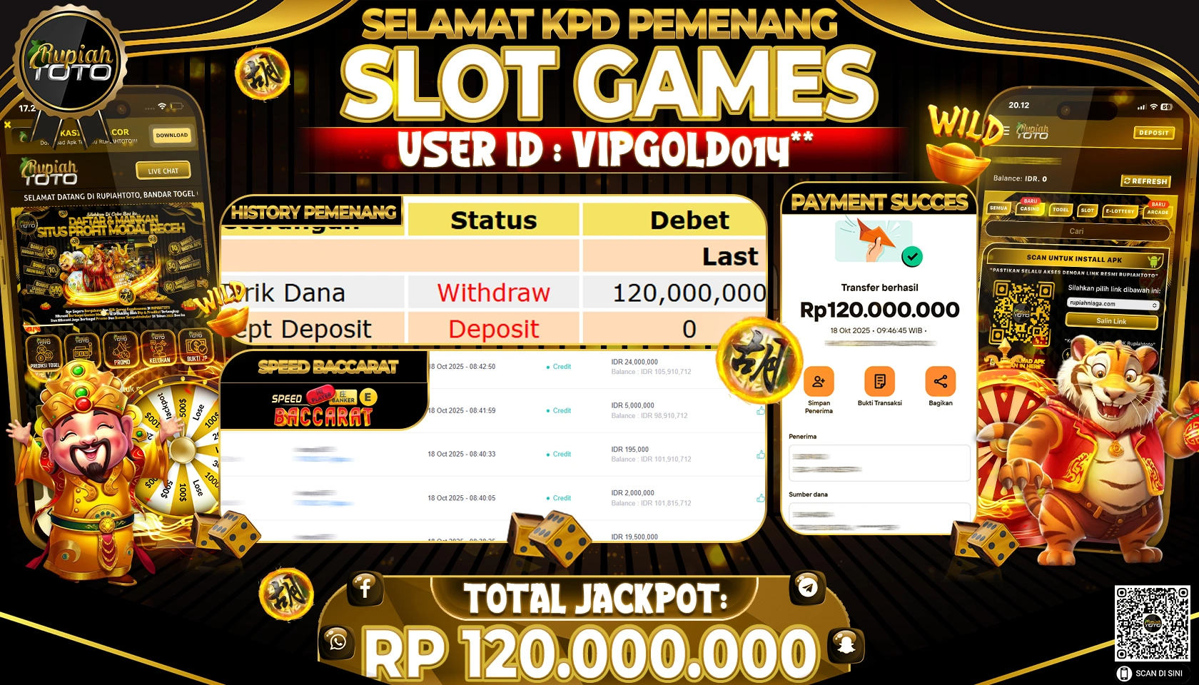RUPIAHTOTO JACKPOT LIVEGAMES SPEED BACCARAT Rp. 120,000,000 JUTA RUPIAH LUNAS