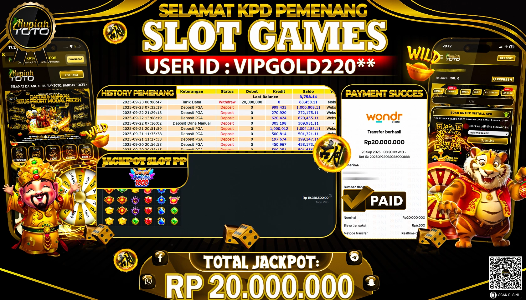 RUPIAHTOTO JACKPOT SLOT PP STARLIGHT PRINCESS 1000 RP 20.000.000 JUTA RUPIAH LUNAS