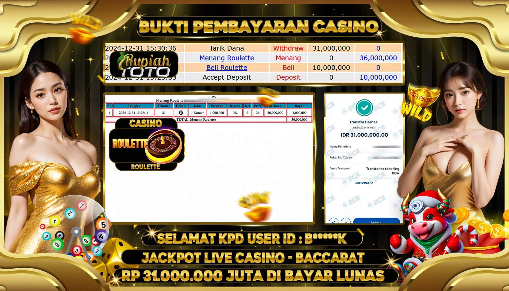 RUPIAHTOTO JACKPOT CASINO GAMES ROULETTE RP 31.000.000 JUTA LUNAS