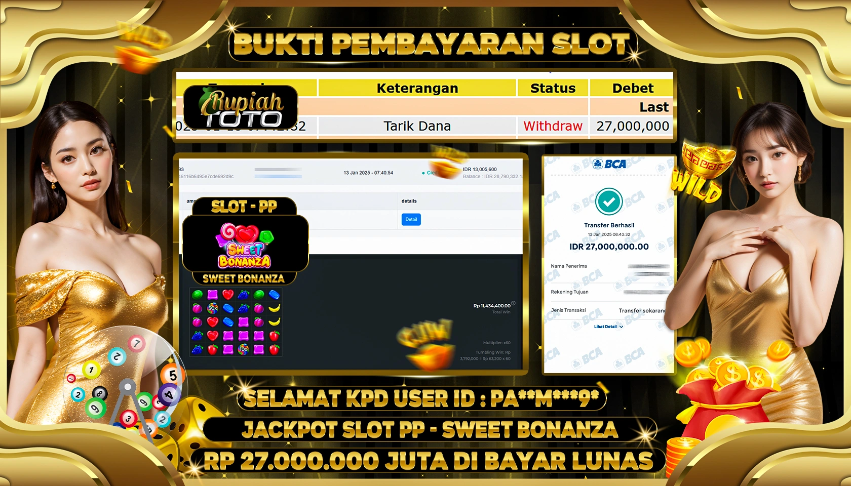 RUPIAHTOTO JACKPOT SLOT GAMES SWEET BONANZA RP 27.000.000 JUTA LUNAS