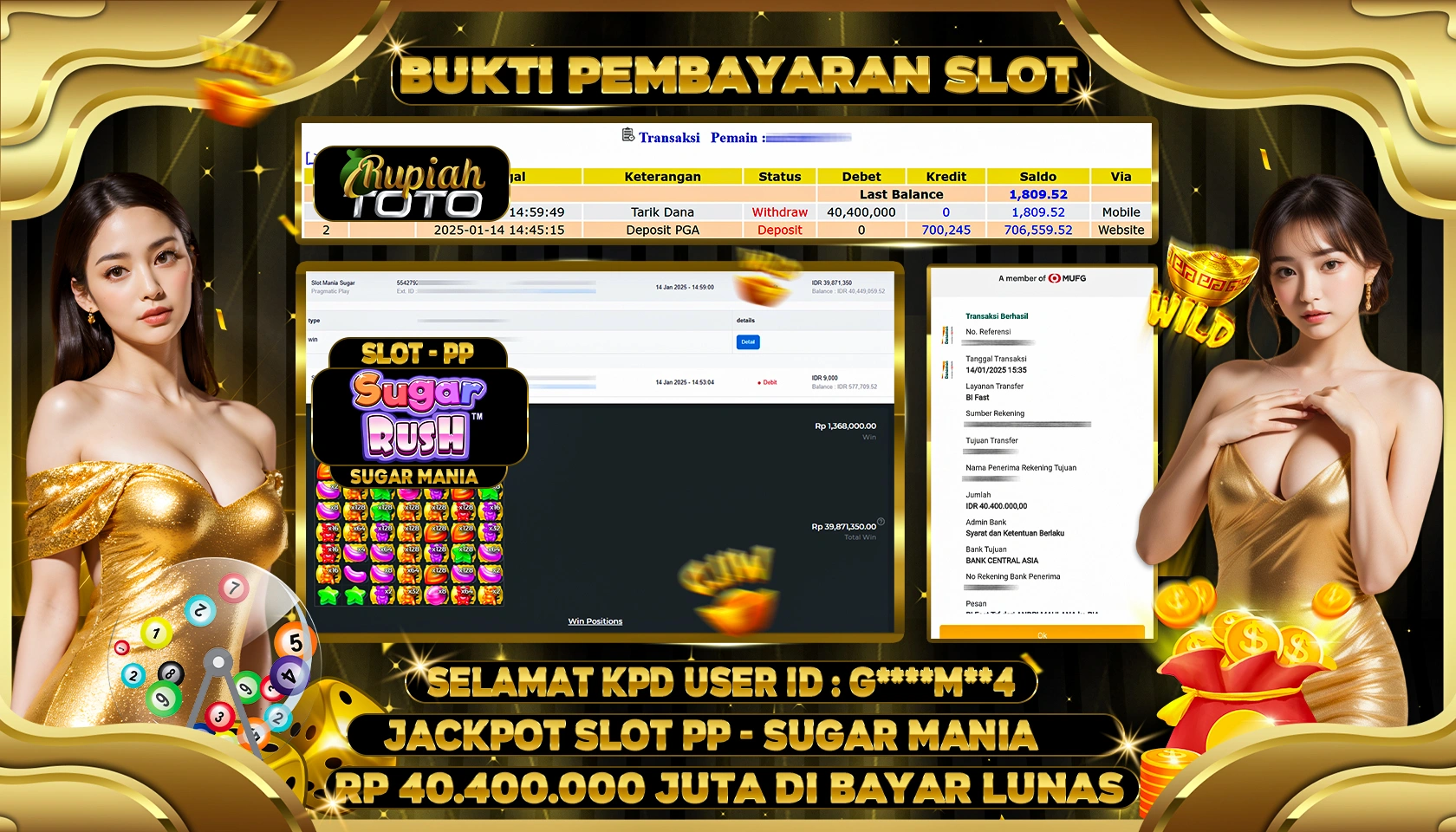 RUPIAHTOTO JACKPOT SLOT GAMES SUGAR MANIA RP 40.400.000 JUTA LUNAS