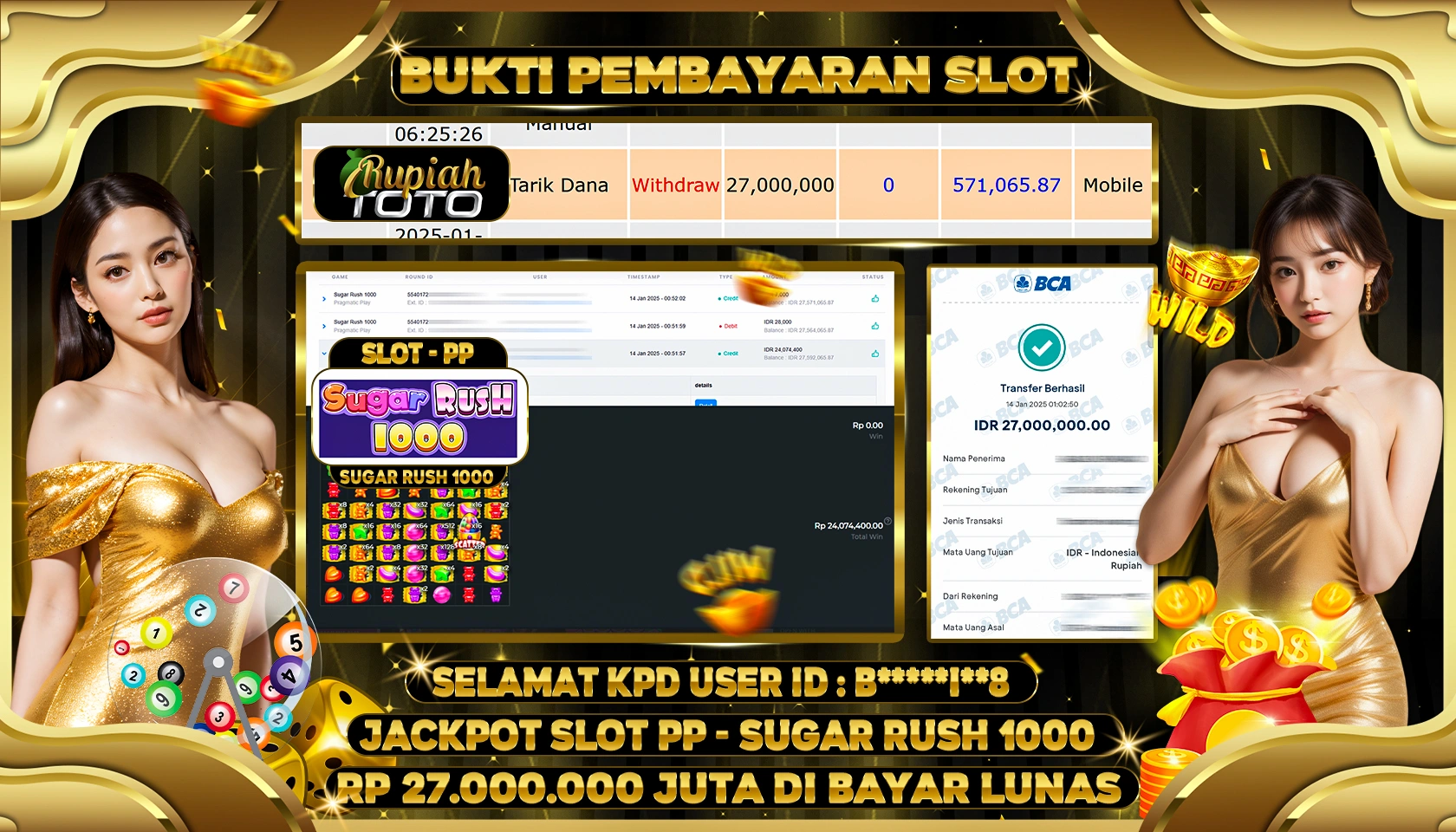 RUPIAHTOTO JACKPOT SLOT GAMES SUGAR RUSH 1000 RP 27.000.000 JUTA LUNAS
