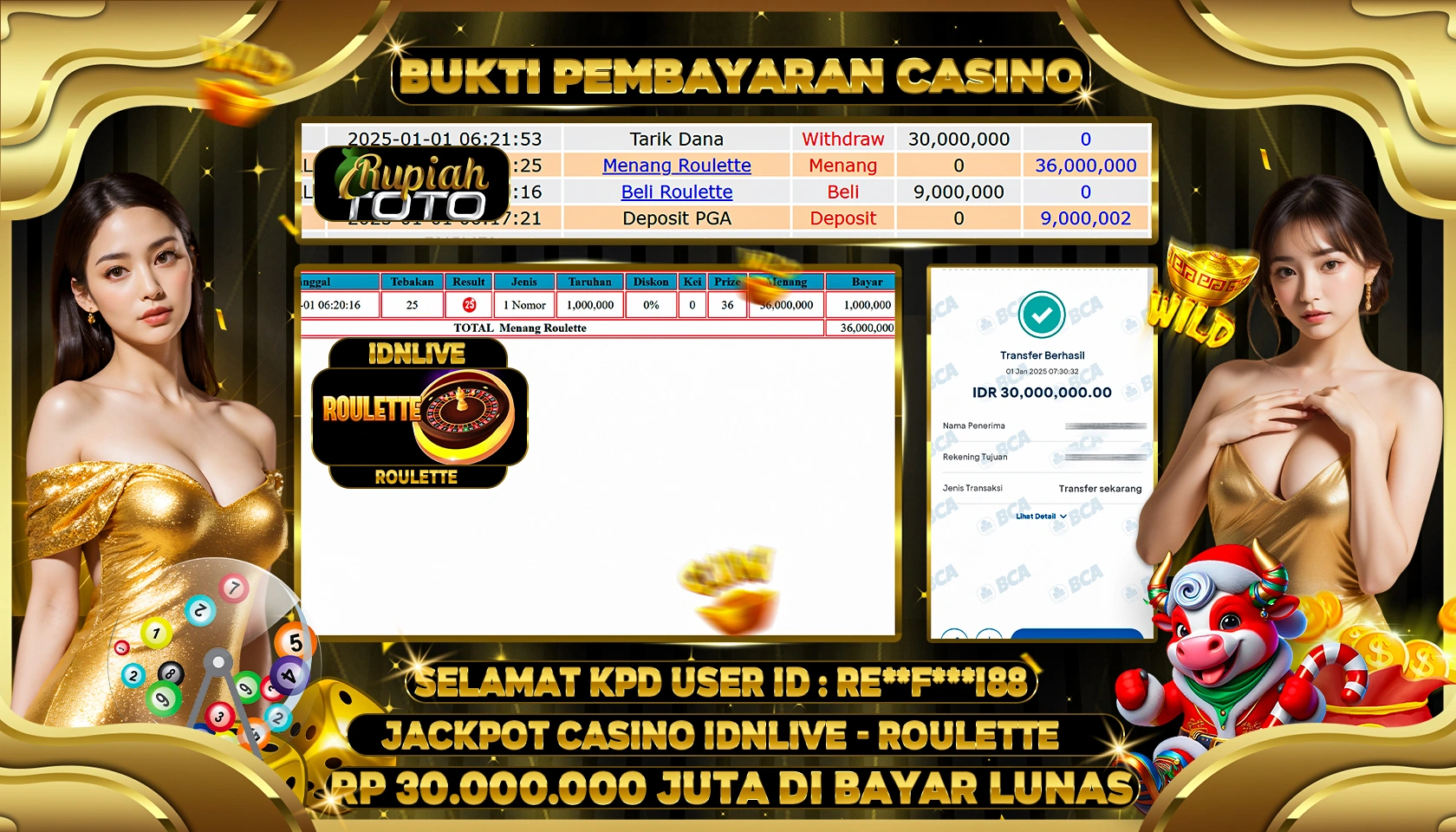 RUPIAHTOTO JACKPOT CASINO GAMES ROULETTE RP 30.000.000 JUTA LUNAS