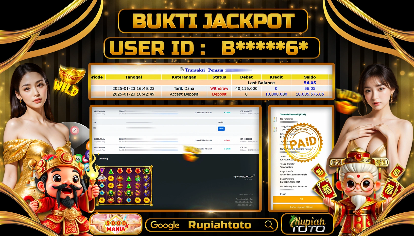 RUPIAHTOTO JACKPOT SLOT GAMES 15.000X MANIA RP 40.116.000 JUTA LUNAS