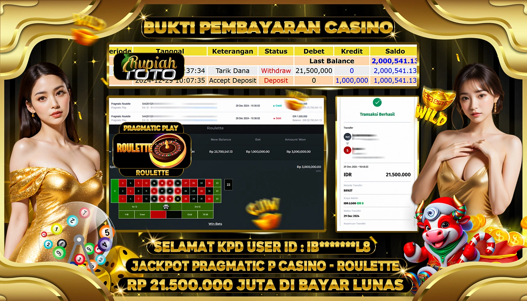RUPIAHTOTO JACKPOT CASINO GAMES ROULETTE RP 21.500.000 JUTA LUNAS
