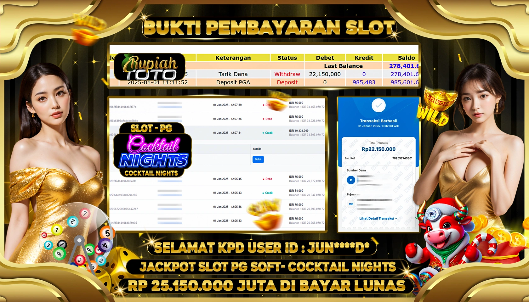 RUPIAHTOTO JACKPOT SLOT GAMES COCKSTAIL NIGHTS RP 25.150.000 JUTA LUNAS