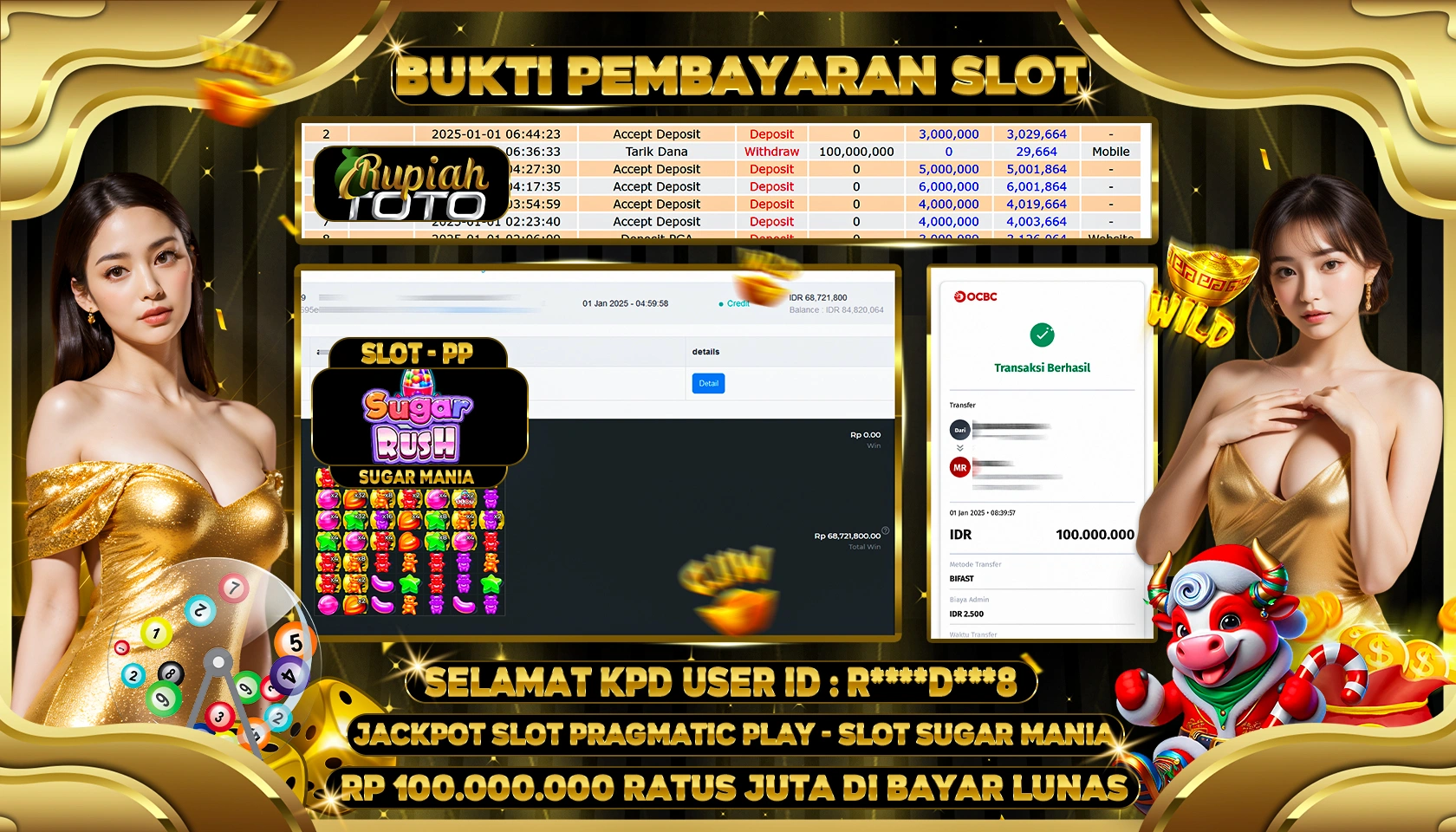 RUPIAHTOTO JACKPOT SLOT GAMES SUGAR RUSH RP 100.000.000 RATUS JUTA LUNAS