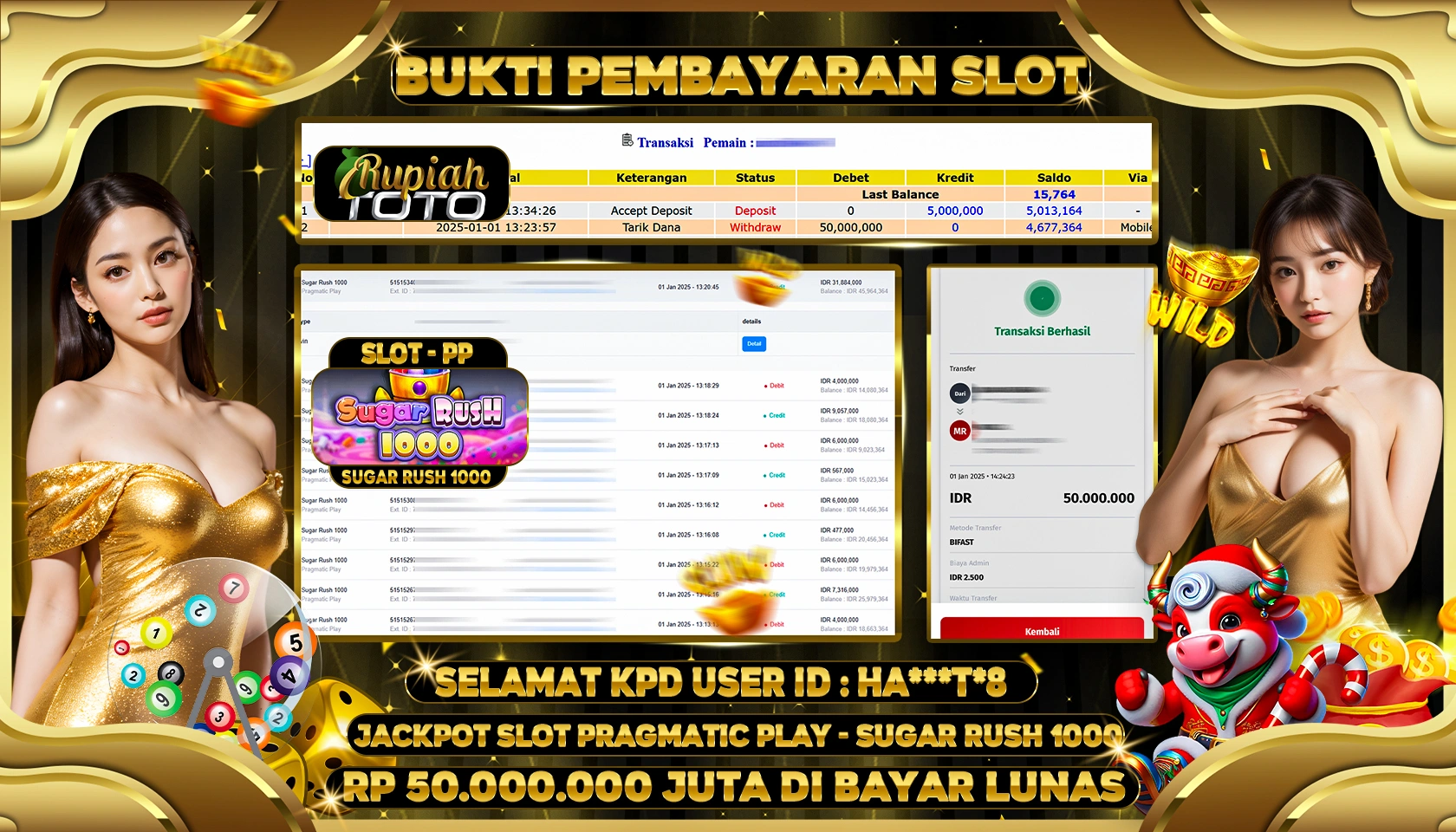 RUPIAHTOTO JACKPOT SLOT GAMES SUGAR RUSH 1000 RP 50.000.000 JUTA LUNAS