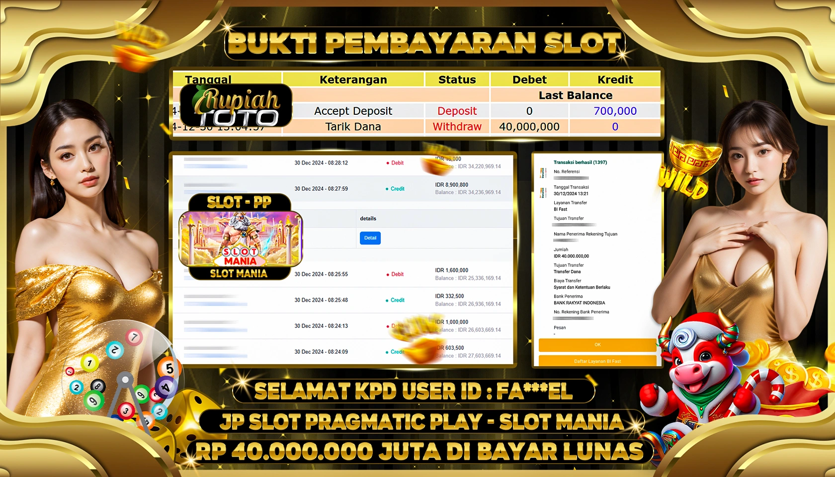 RUPIAHTOTO JACKPOT SLOT GAMES MANIA OLYMPUS RP 40.000.000 JUTA LUNAS