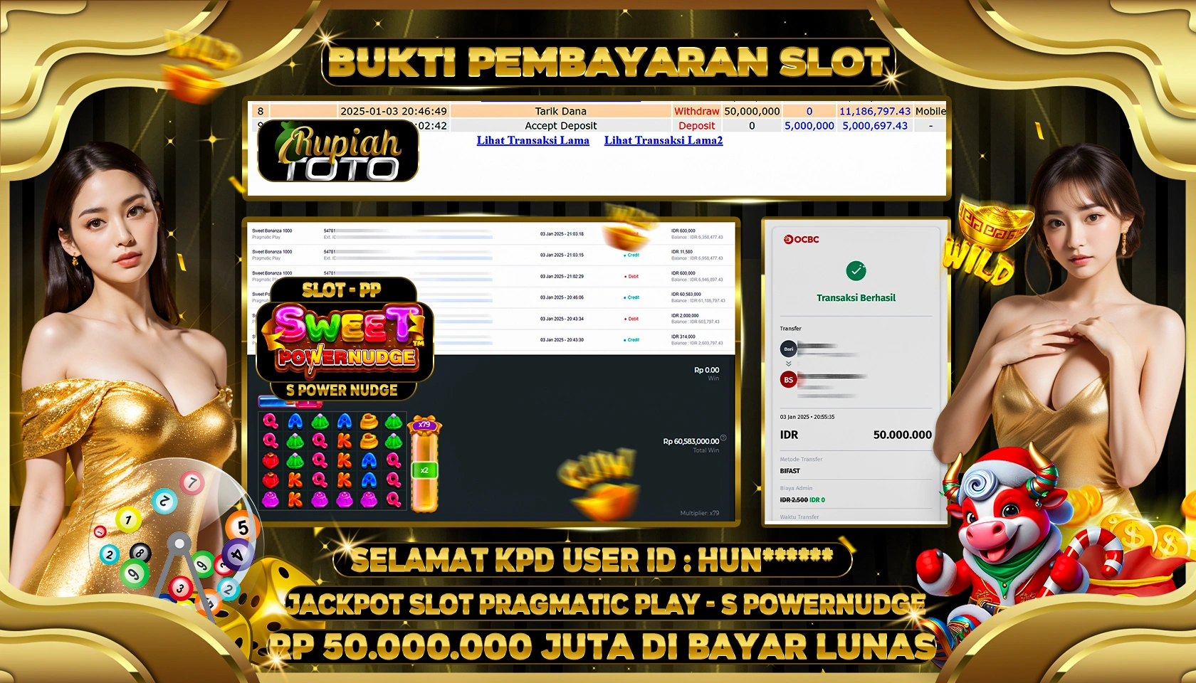 RUPIAHTOTO JACKPOT SLOT GAMES SWEET POWERNUDGE RP 50.000.000 JUTA LUNAS