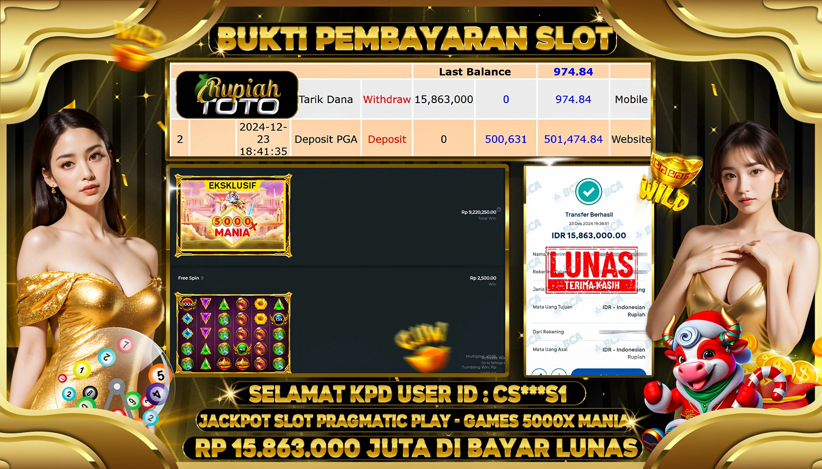 RUPIAHTOTO JACKPOT SLOT GAMES 5000x MANIA RP 15.000.000 JUTA LUNAS