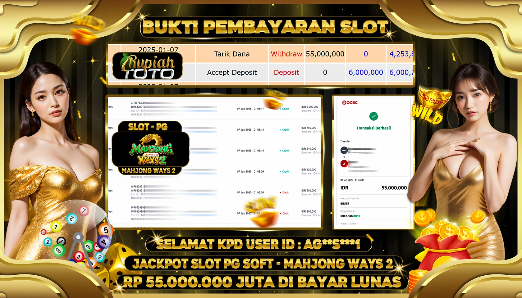 RUPIAHTOTO JACKPOT SLOT GAMES MAHJONG WAYS 2 RP 55.000.000 JUTA LUNAS