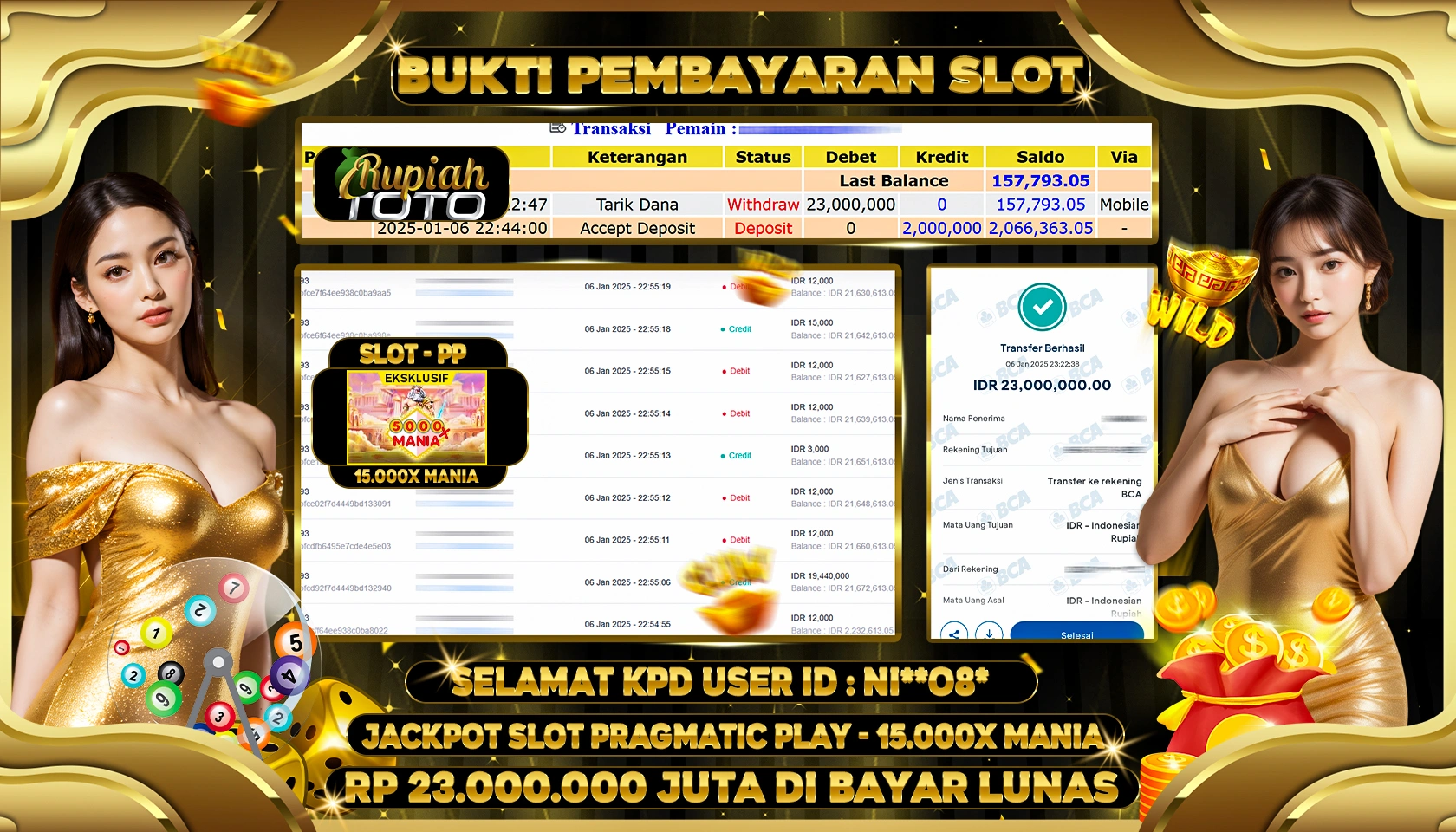 RUPIAHTOTO JACKPOT SLOT GAMES 15.000X MANIA RP 23.000.000 JUTA LUNAS