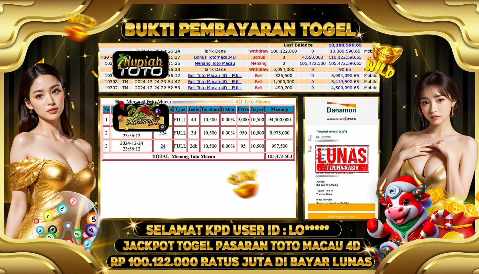 RUPIAHTOTO JACKPOT TOGEL PASARAN POIPET15 RP 100.899.000 RATUS JUTA LUNAS