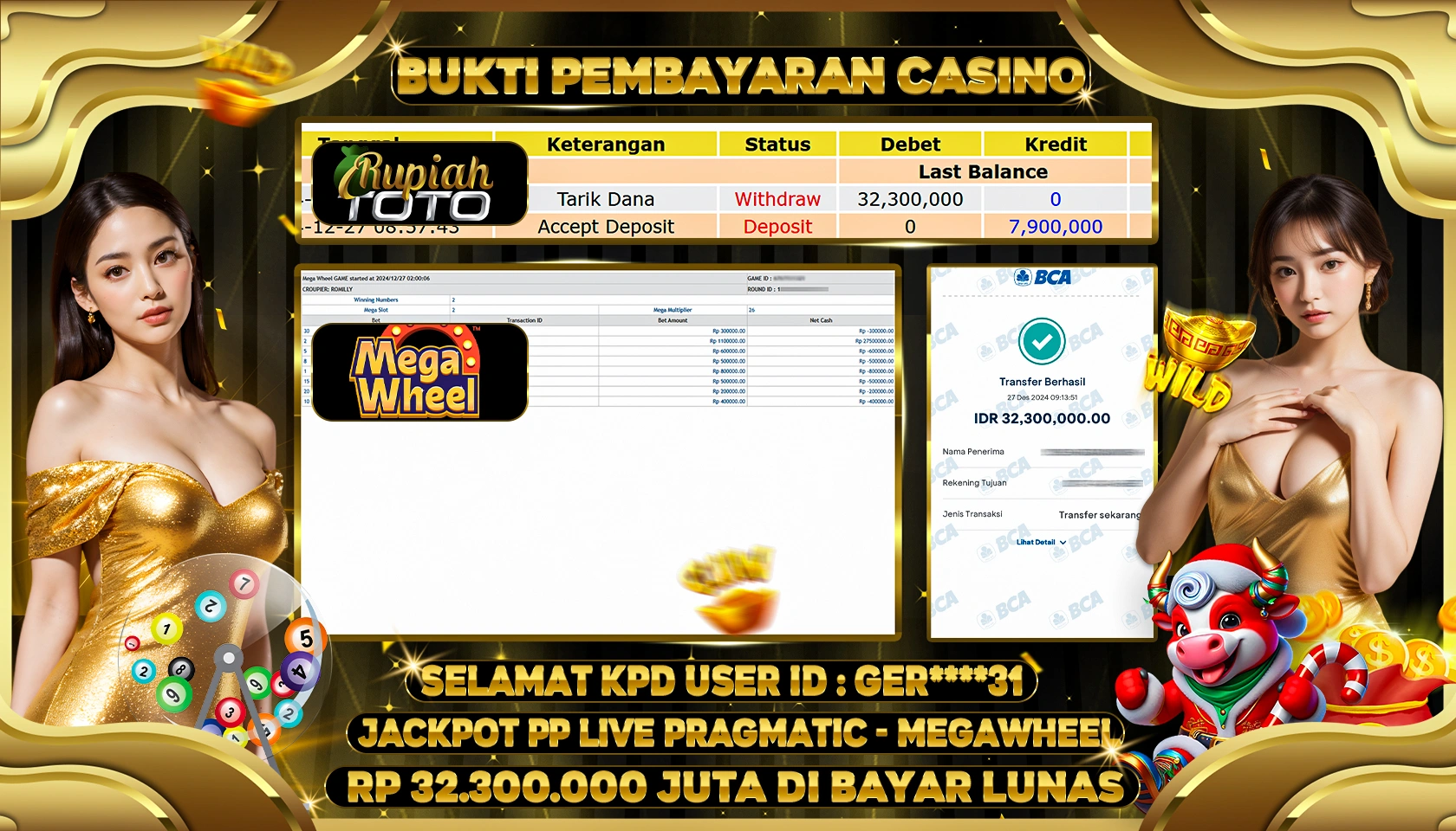 RUPIAHTOTO JACKPOT CASINO GAMES MEGA WHEEL RP 32.300.000 JUTA LUNAS