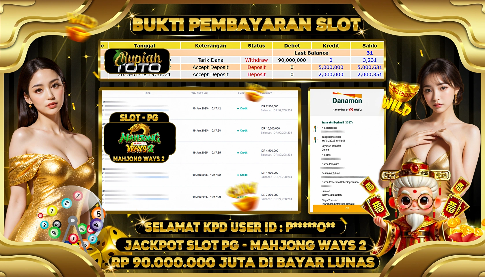 RUPIAHTOTO JACKPOT SLOT GAMES MAHJONG WAYS 2 RP 90.000.000 JUTA LUNAS