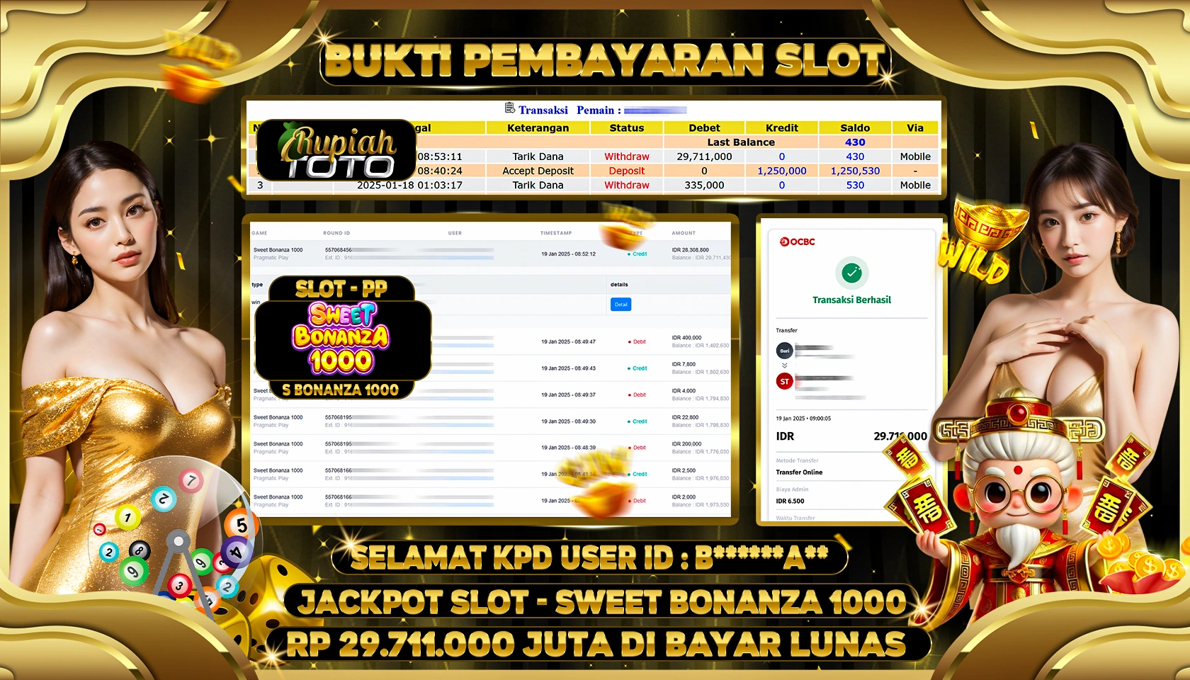 RUPIAHTOTO JACKPOT SLOT GAMES SWEET BONANZA 1000 RP 29.711.000 JUTA LUNAS