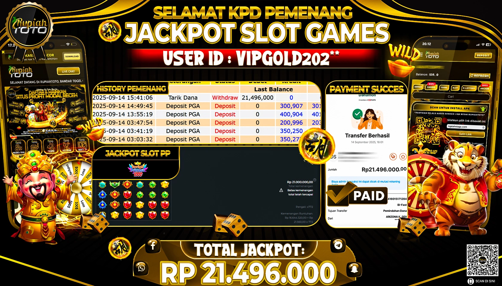RUPIAHTOTO JACKPOT DI SLOT  PRAGMATICPLAY - STARLIGHT PRINCES1000 RP 21,496,000 JUTA RUPIAH LUNAS