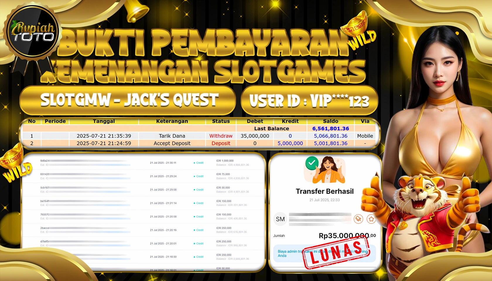 RUPIAHTOTO JACKPOT SLOT GMW GAMES JACKS QUEST RP 35,000,000 JUTA RUPIAH LUNAS