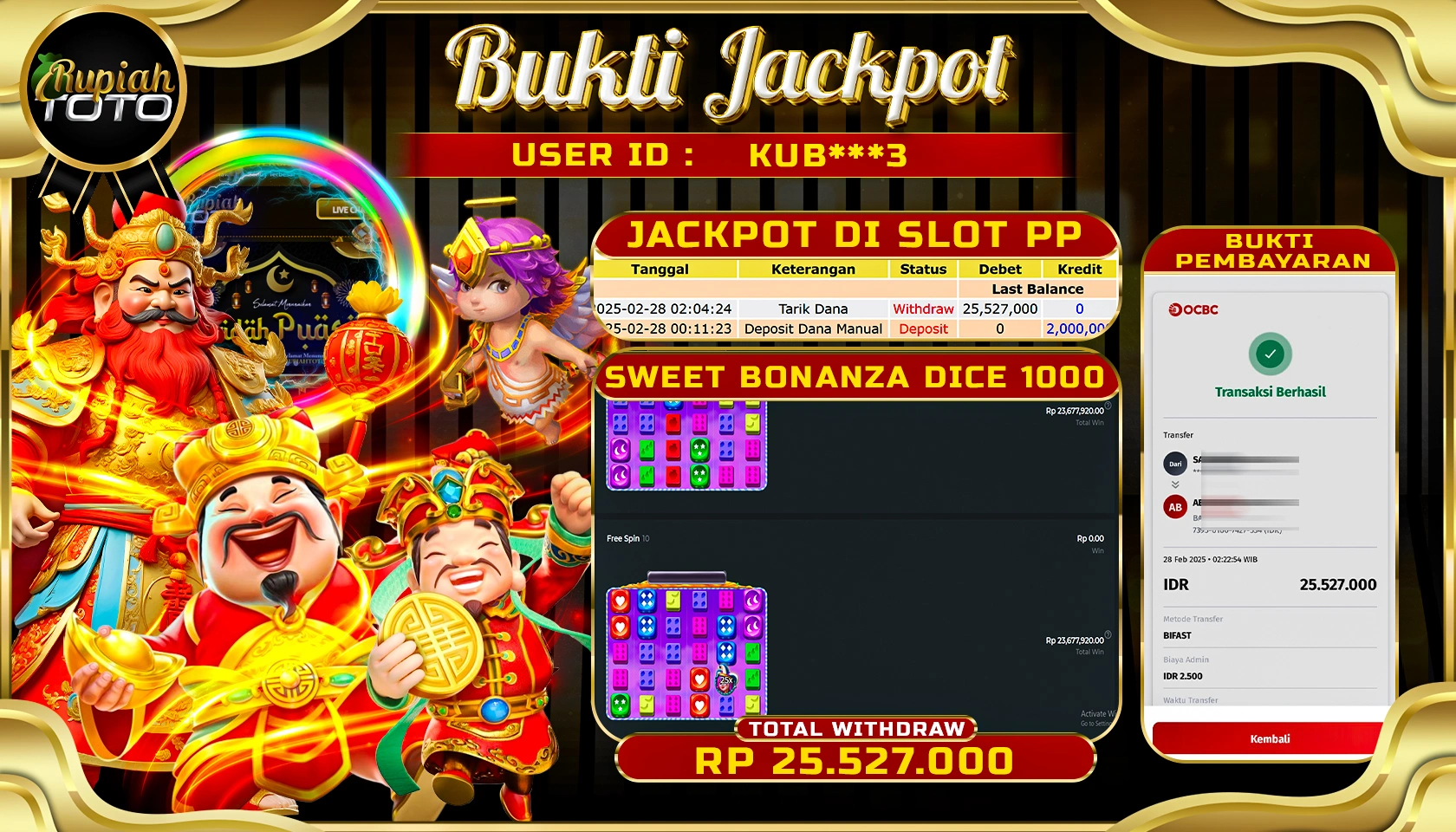 RUPIAHTOTO JACKPOT SLOT PRAGMATIC PLAY GAMES SWEET BONANZA DICE 1000 RP 25.527.000 JUTA LUNAS