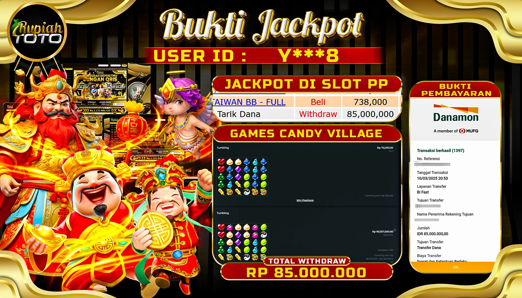 RUPIAHTOTO JACKPOT SLOT PRAGMATIC PLAY GAMES CANDY VILLAGE RP 85.000.000 JUTA RUPIAH LUNAS