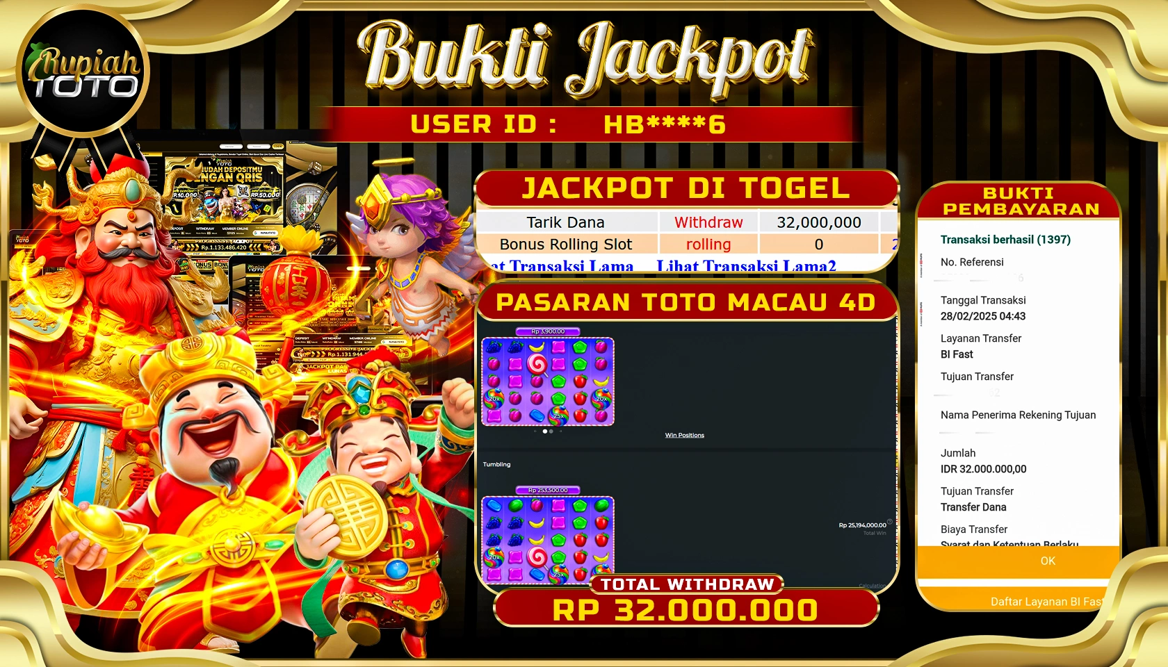 RUPIAHTOTO JACKPOT SLOT PRAGMATIC PLAY GAMES SWEET BONANZA 1000 RP 32.000.000 JUTA LUNAS