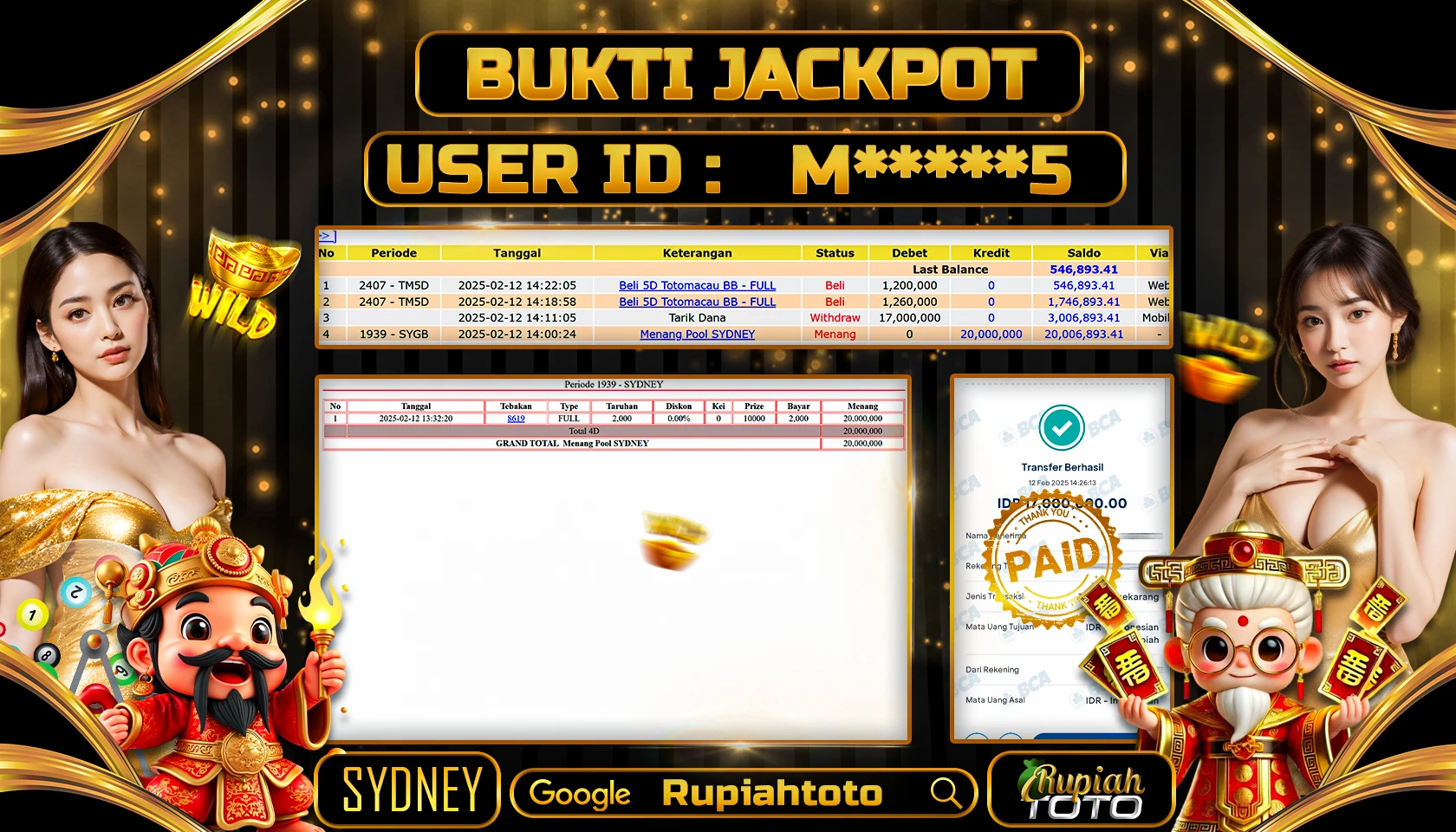 RUPIAHTOTO JACKPOT TOGEL PASARAN SYDNEY POOLS  RP 17.000.000 JUTA LUNAS