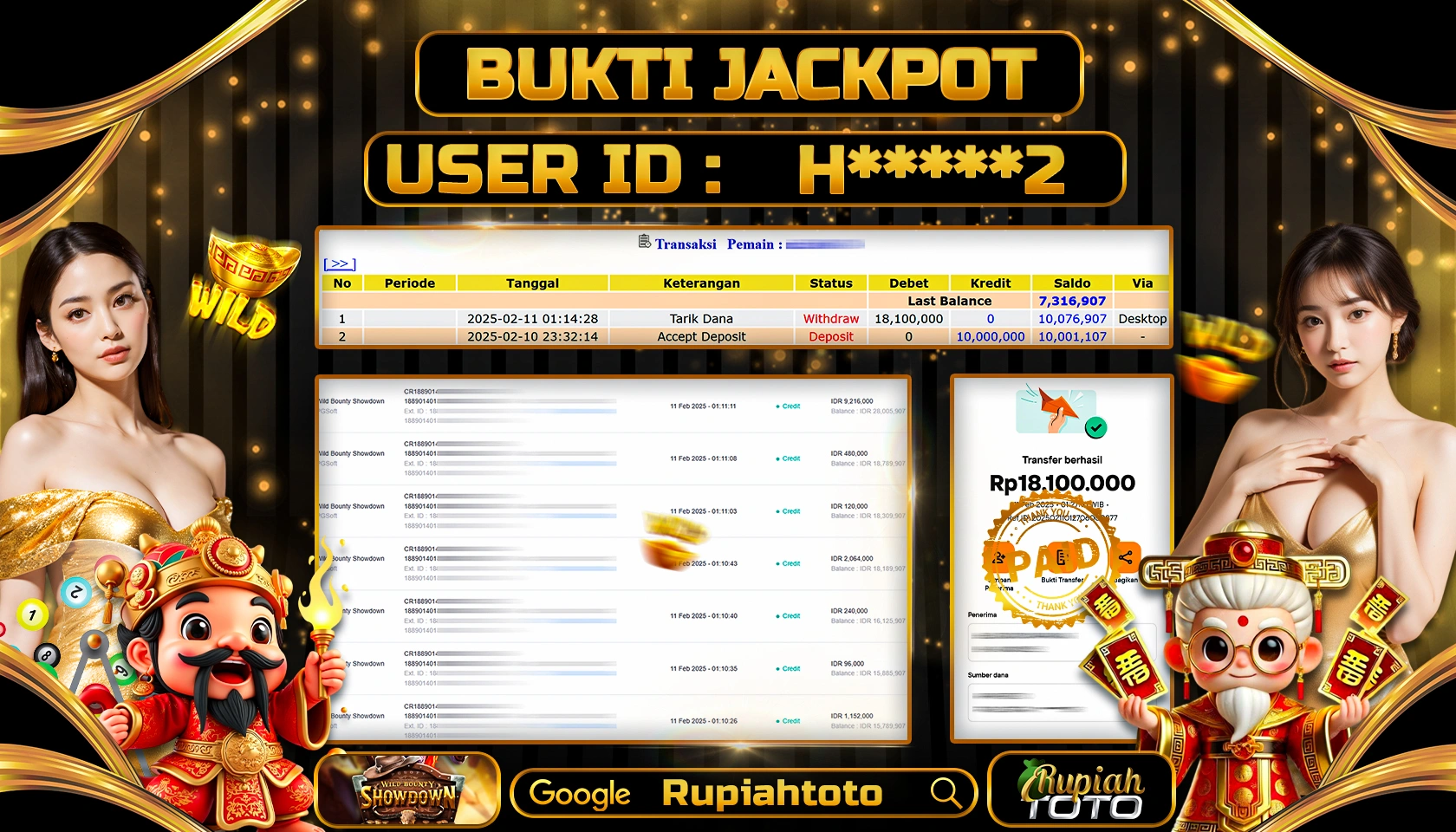 RUPIAHTOTO JACKPOT SLOT GAMES WILD BOUNTY SHOWDOWN RP 18.100.000 JUTA LUNAS