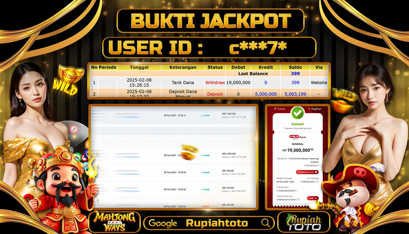 RUPIAHTOTO JACKPOT SLOT GAMES MAHJONG WAYS 1 RP 19.000.000 JUTA LUNAS