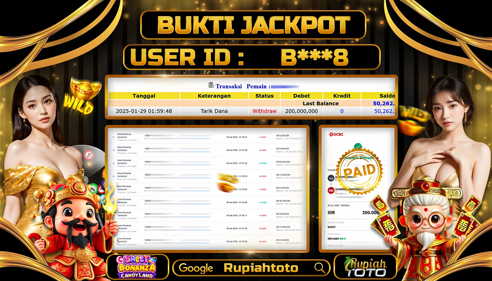 RUPIAHTOTO JACKPOT CASINO GAMES SWEET BONANZA CANDYLAND RP 200.000.000 RATUS JUTA LUNAS