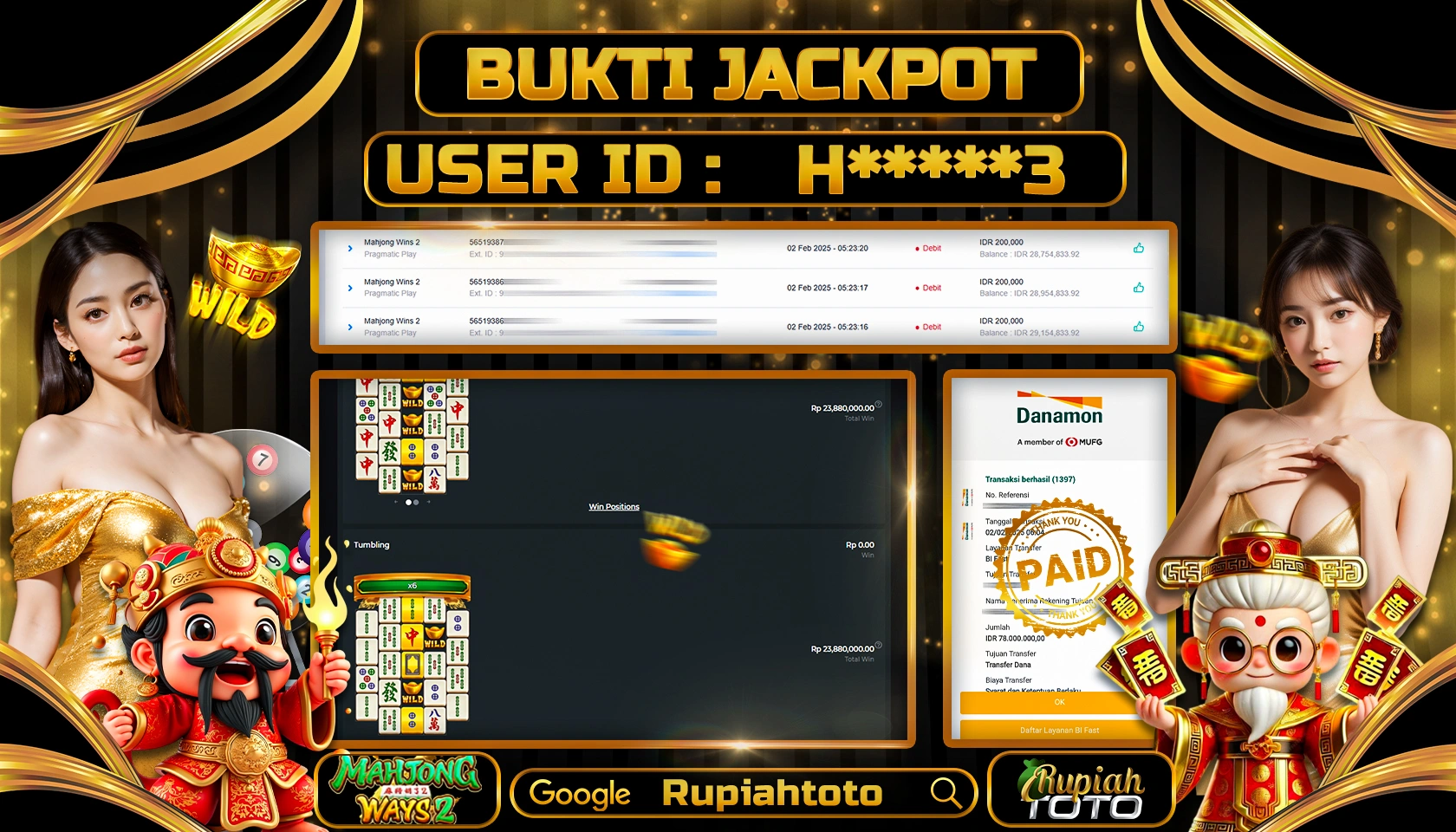 RUPIAHTOTO JACKPOT SLOT GAMES MAHJONG WAYS 2 RP 78.000.000 JUTA LUNAS