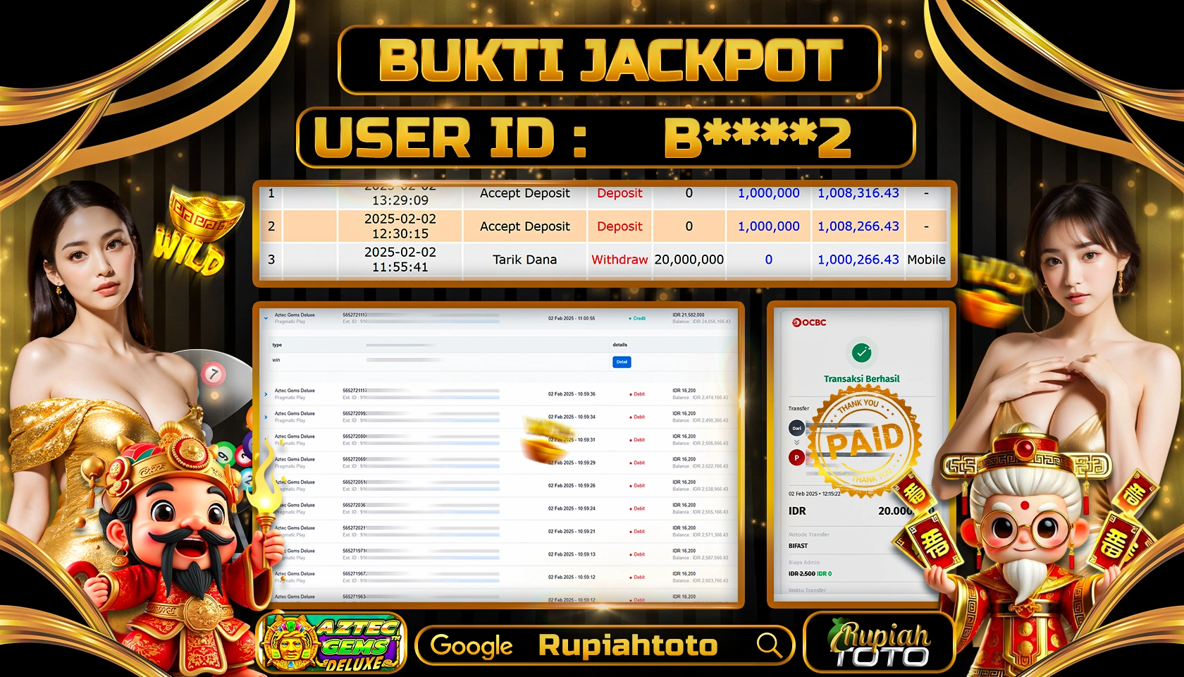 RUPIAHTOTO JACKPOT SLOT GAMES AZTEC GEMS DELUXE RP 20.000.000 JUTA LUNAS