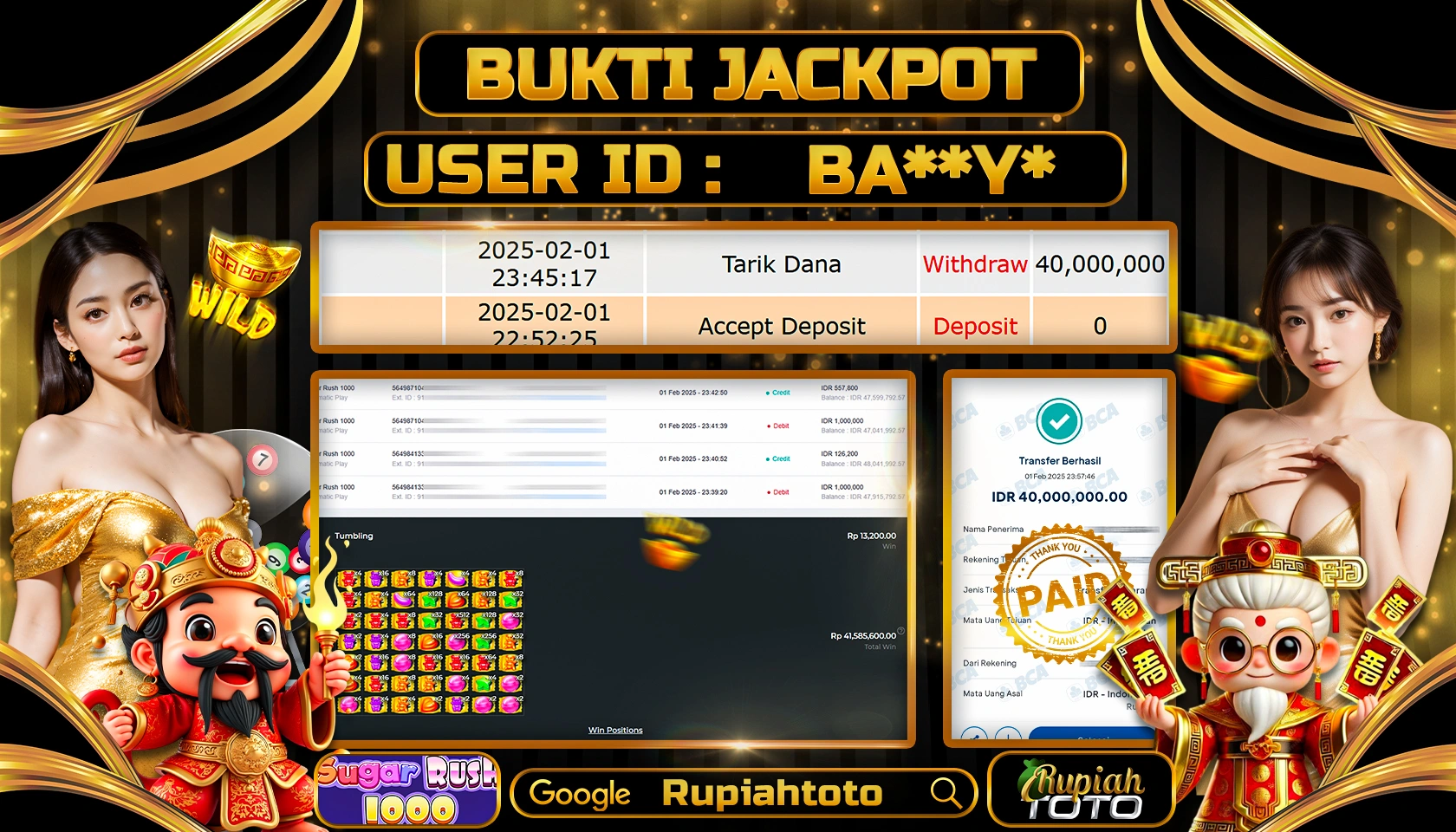 RUPIAHTOTO JACKPOT SLOT GAMES SUGAR RUSH 1000 RP 40.000.000 JUTA LUNAS