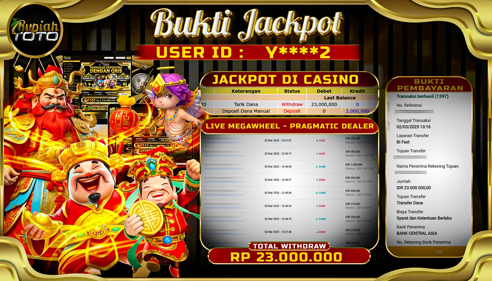 RUPIAHTOTO JACKPOT CASINO PRAGMATIC DEALER GAMES MEGAWHEEL RP 23.000.000 JUTA LUNAS