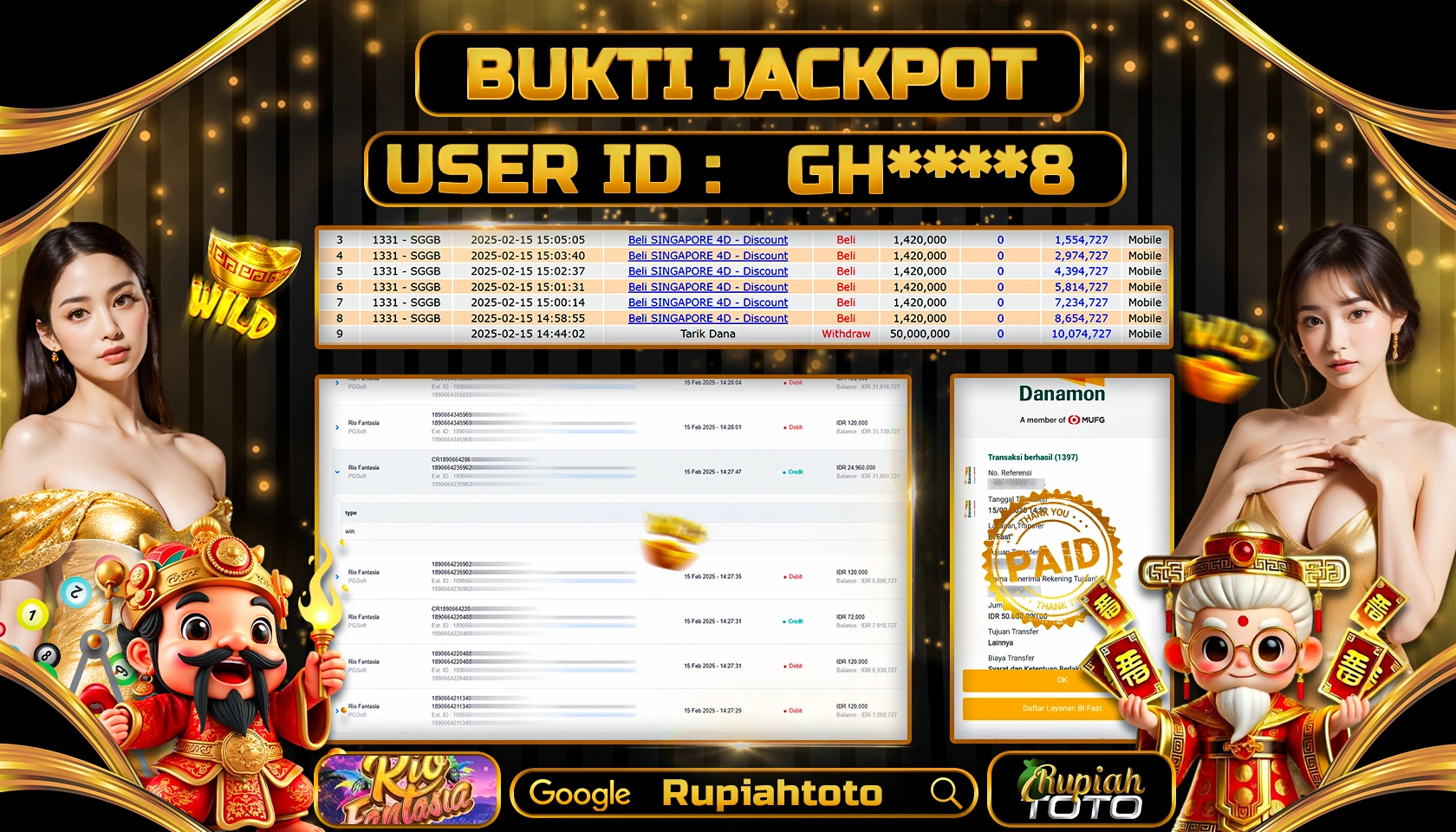 RUPIAHTOTO JACKPOT SLOT GAMES RIO FANTASIA RP 50.000.000 JUTA LUNAS