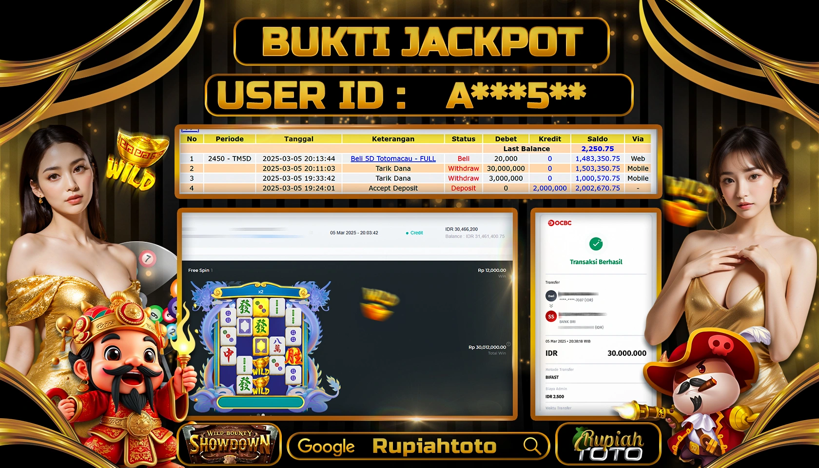 RUPIAHTOTO JACKPOT SLOT PRAGMATIC PLAY GAMES MAHJONG BLACK SCATTER RP 30.000.000 JUTA LUNAS