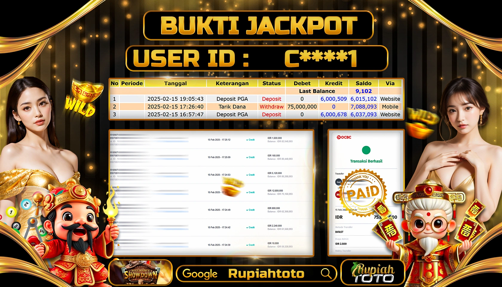 RUPIAHTOTO JACKPOT SLOT GAMES WILD BOUNTY SHOWDOWN RP 75.000.000 JUTA LUNAS