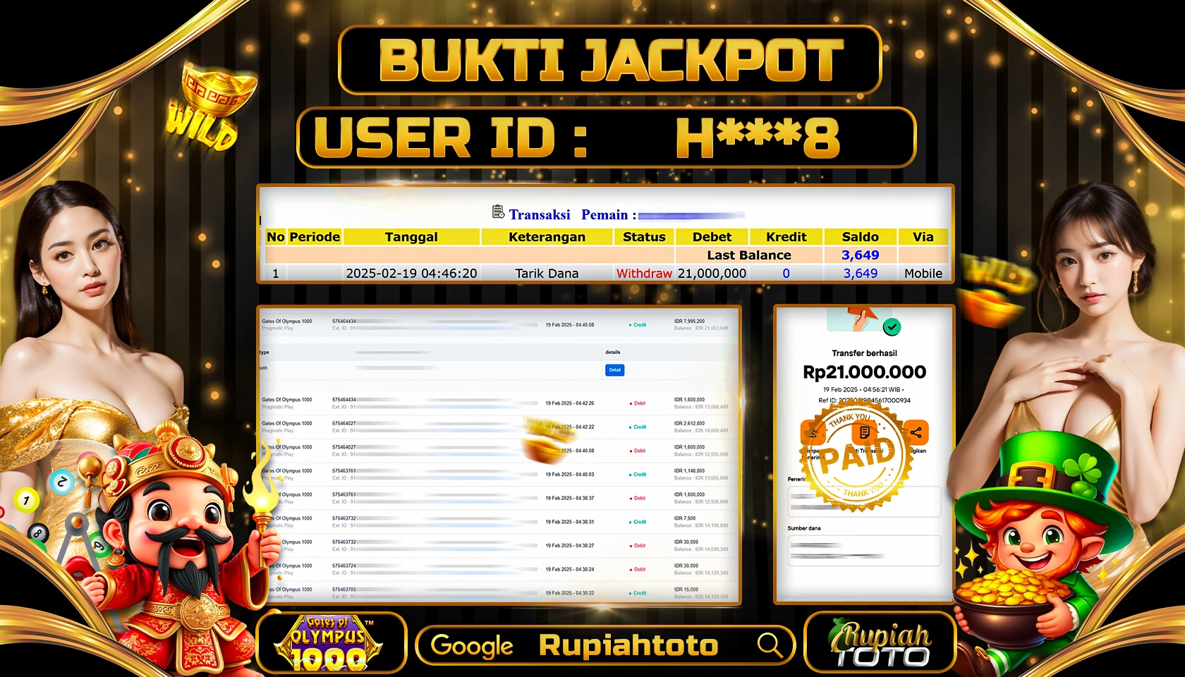 RUPIAHTOTO JACKPOT SLOT GAMES GATES OF OLYMPUS 1000 RP 21.000.000 JUTA LUNAS