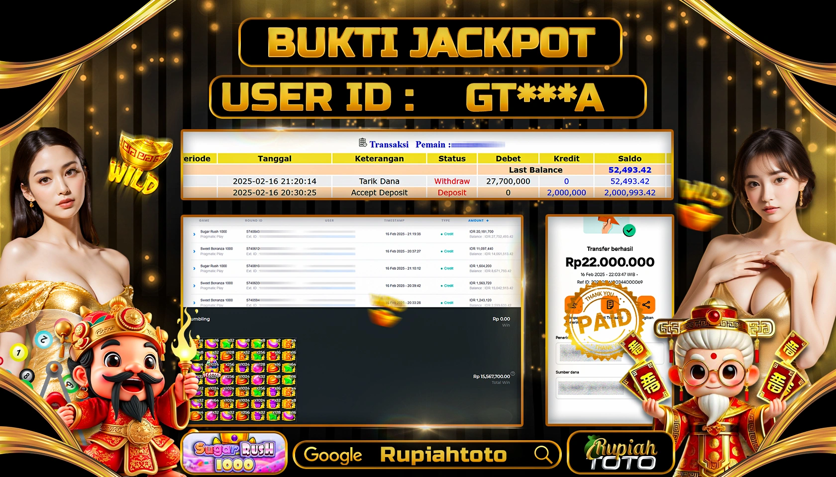 RUPIAHTOTO JACKPOT SLOT GAMES SUGAR RUSH 1000 RP 27.000.000 JUTA LUNAS