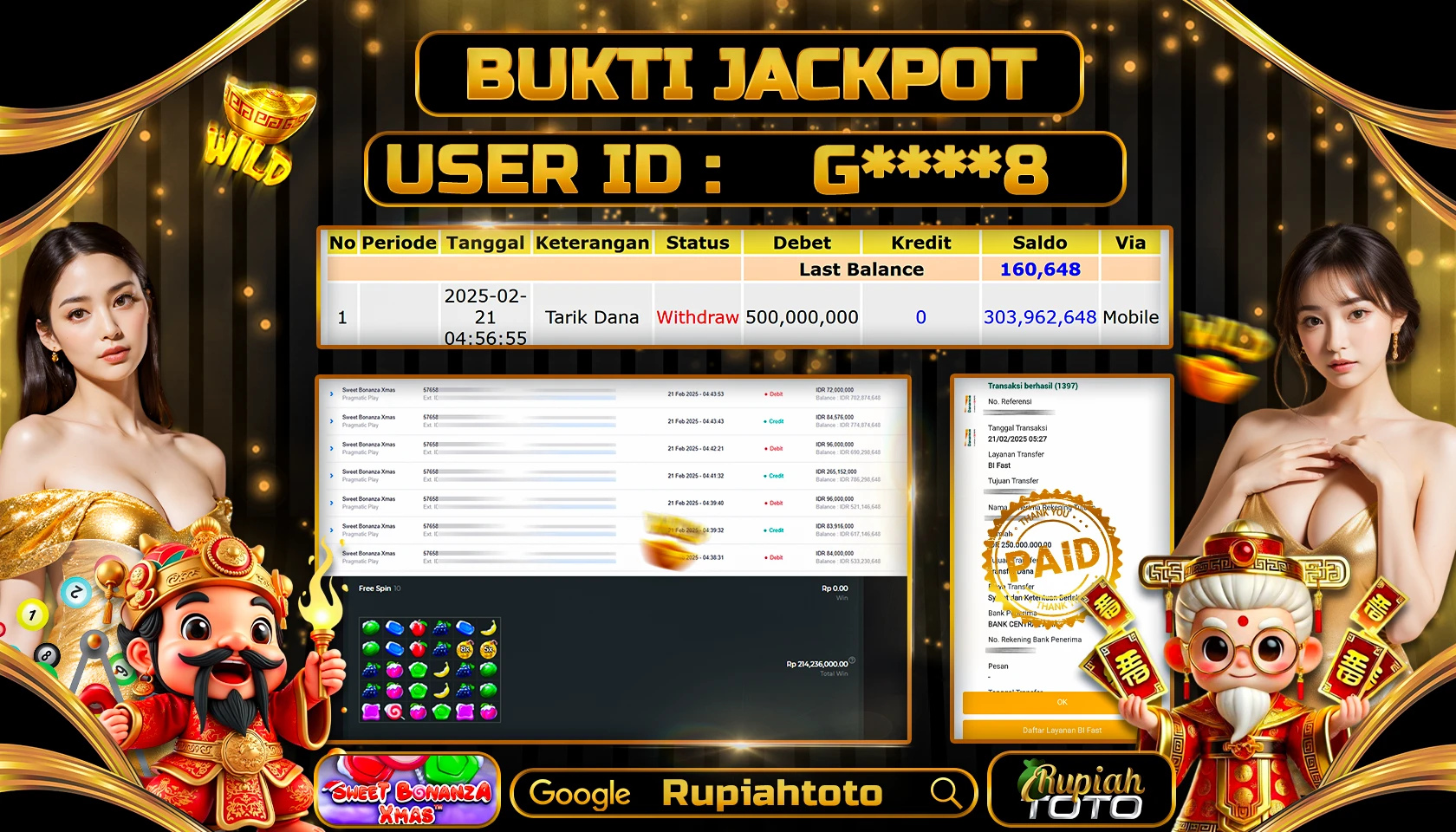 RUPIAHTOTO JACKPOT SLOT GAMES SWEET BONANZA XMAS RP 500.000.000 RATUS JUTA LUNAS
