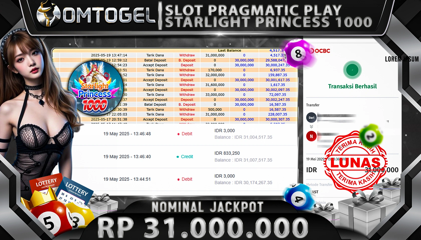 OMTOGEL JACKPOT PRAGMATIC PLAY GAME STARLIGHT PRINCES  Rp 40.000.000, - LUNAS 