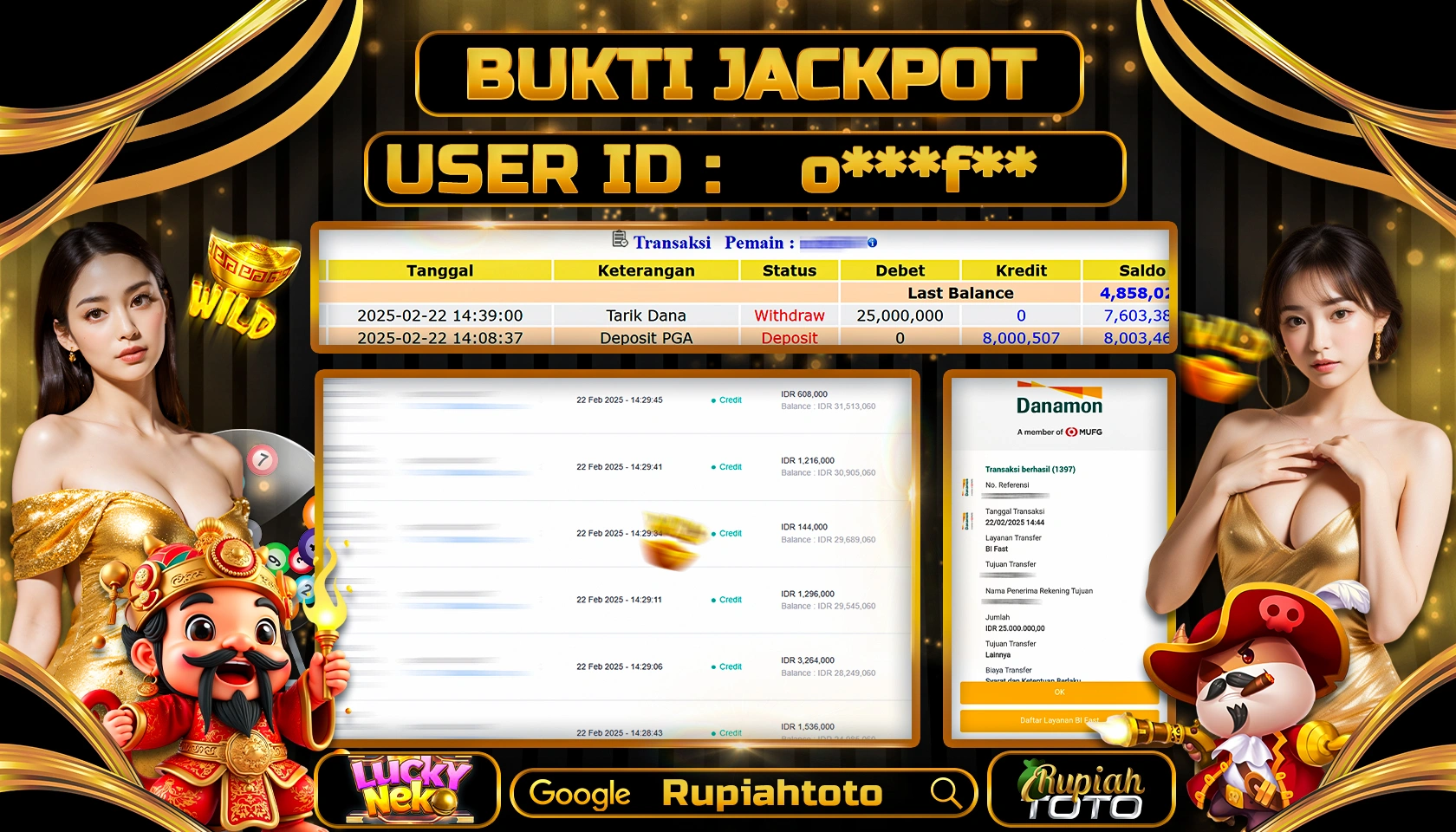RUPIAHTOTO JACKPOT SLOT PG SOFT GAMES LUCKY NEKO RP 25.000.000 JUTA LUNAS