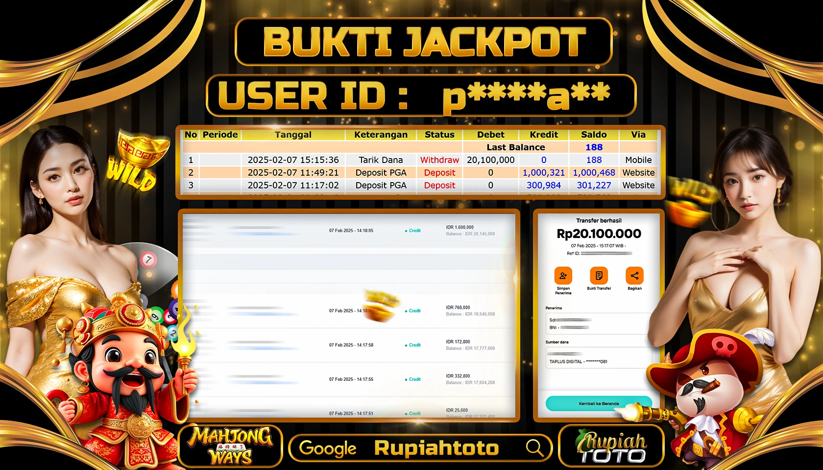 RUPIAHTOTO JACKPOT SLOT GAMES MAHJONG WAYS 1 RP 20.100.000 JUTA LUNAS