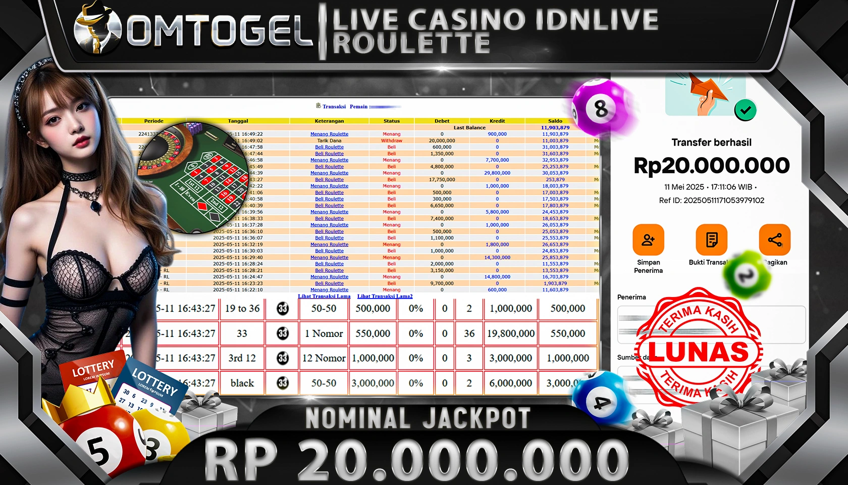 OMTOGEL JACKPOT LIVEGAME CASINO Rp 20,000,000,- LUNAS