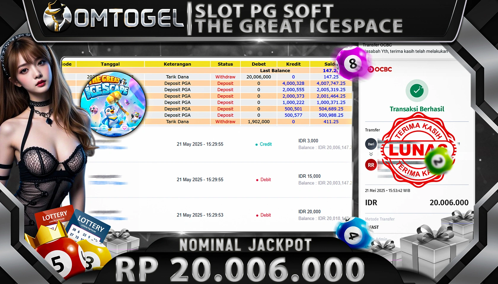 OMTOGEL JACKPOT PG SOFT Rp 20.006.000,- LUNAS