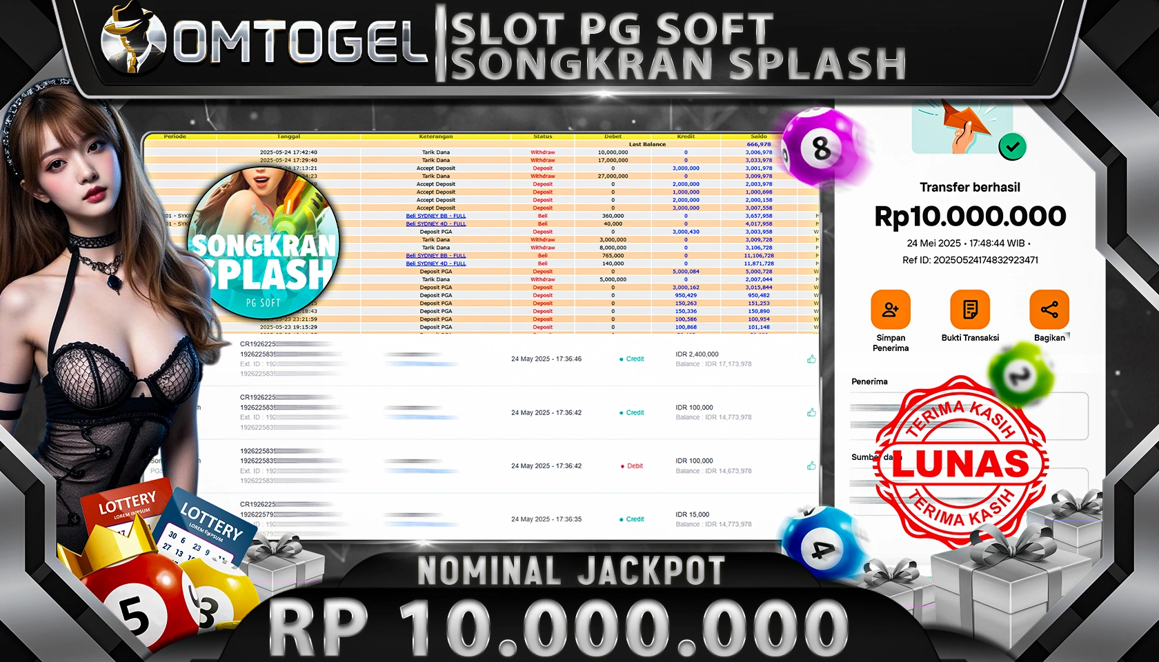 OMTOGEL JACKPOT PG SOFT Rp 10.000.000,- LUNAS