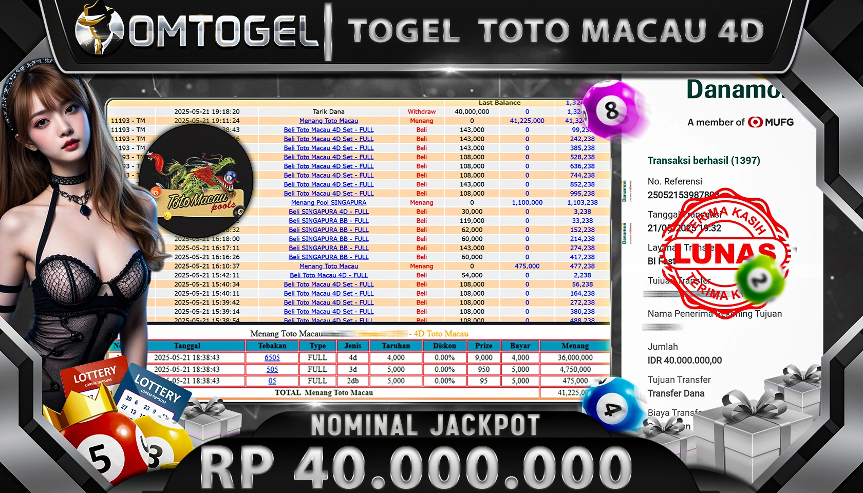OMTOGEL JACKPOT TOTOMACAU4D RP 40.000.000,- LUNAS