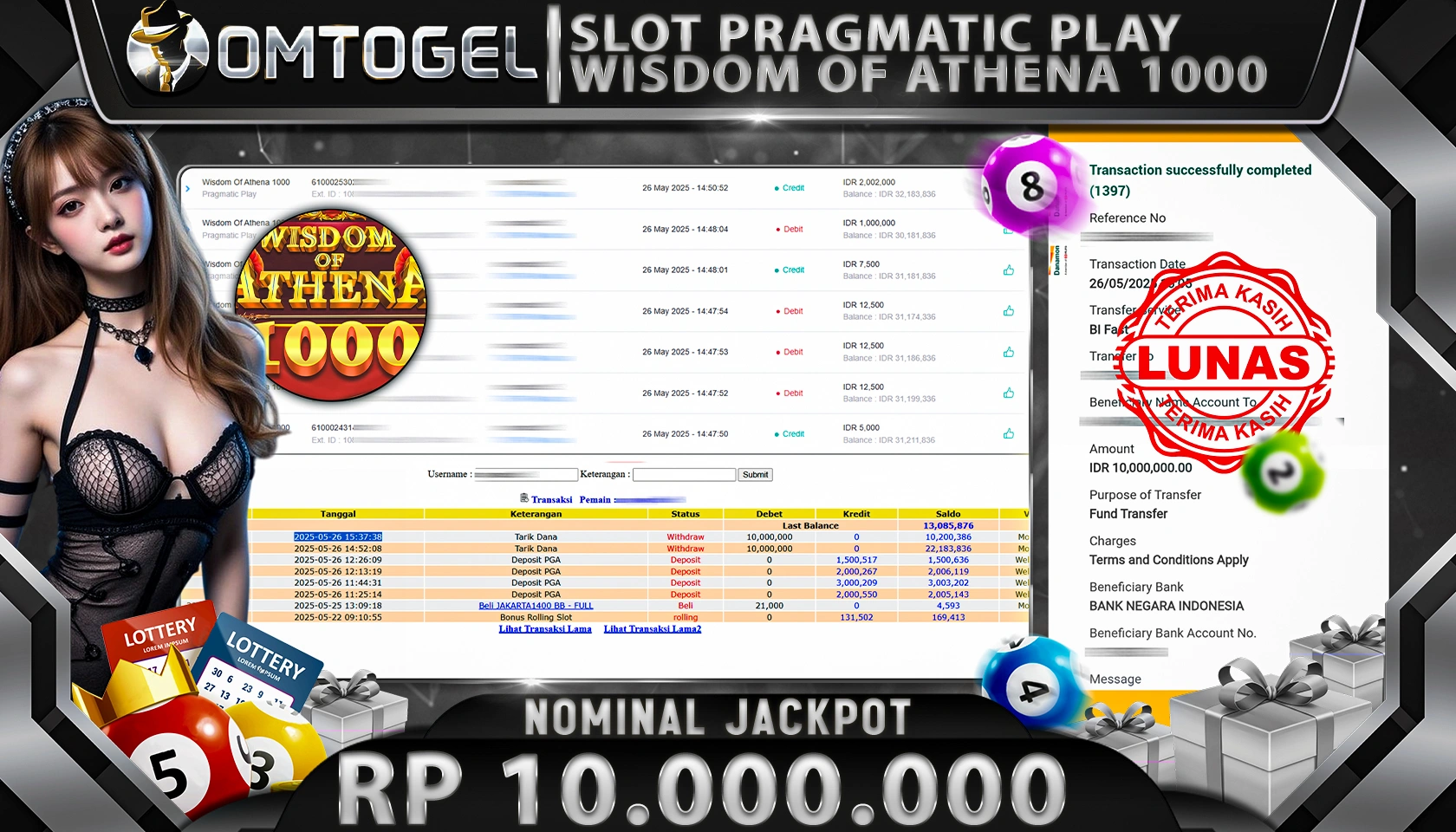 OMTOGEL JACKPOT PRAGMATIC PLAY RP 10.000.000,- LUNAS