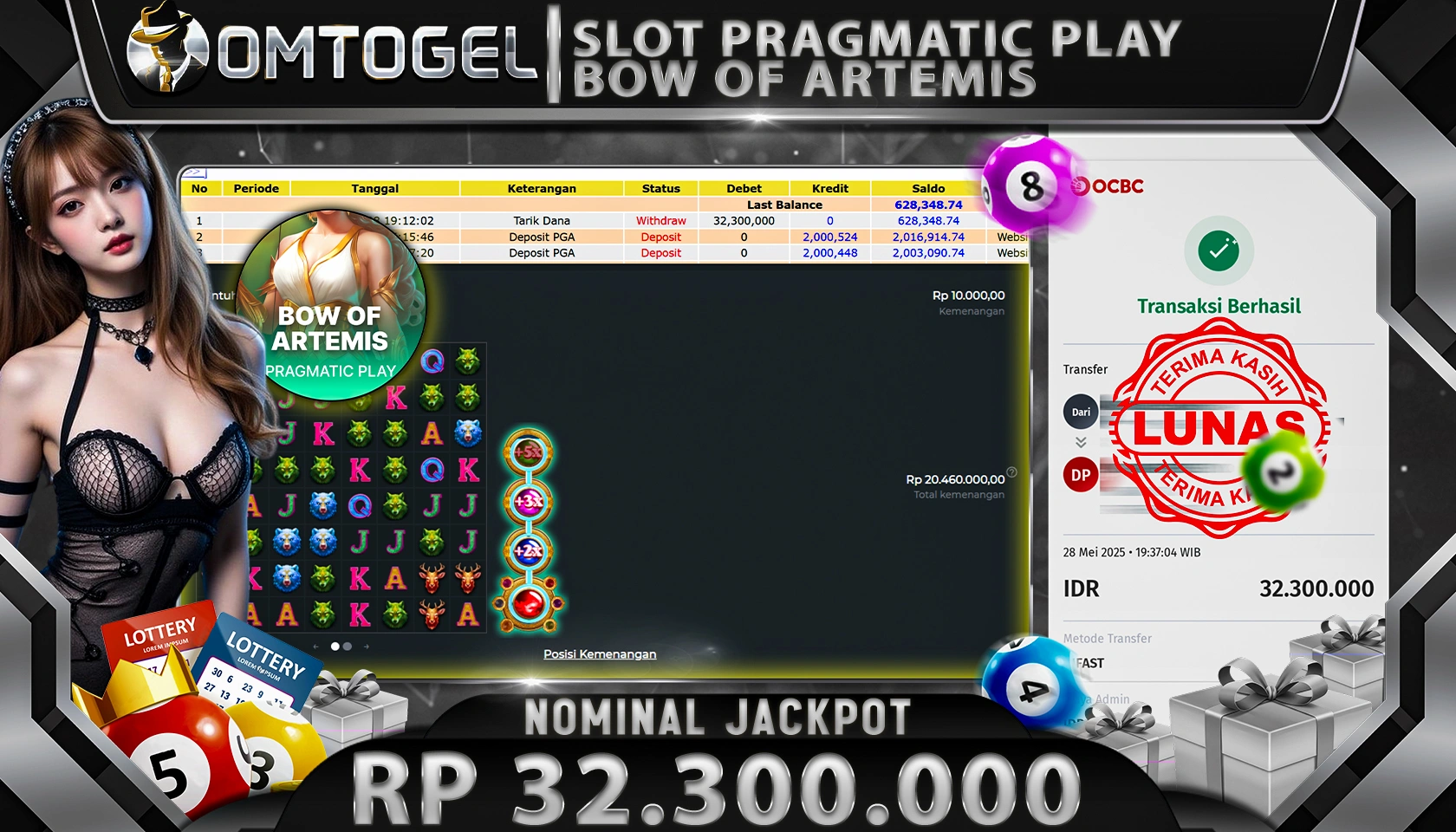 OMTOGEL JACKPOT PRAGMATIC PLAY RP 32.300.000,- LUNAS